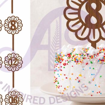 Intra απο ξύλο plywood Χρώμα wenge 3mm-4mm πάχος - Flower Number Cake Toppers, 16 σχέδια Δίασταση 30x20 cm INTRAFABR-109026882 - Image 1