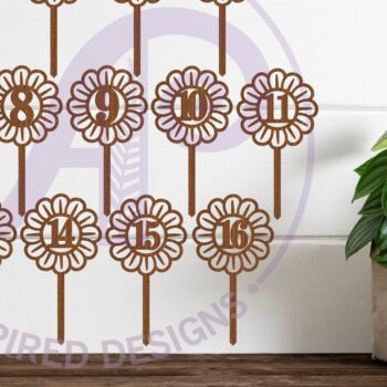 Intra απο ξύλο plywood Χρώμα wenge 3mm-4mm πάχος - Flower Number Cake Toppers, 16 σχέδια Δίασταση 30x20 cm INTRAFABR-109026882 - Image 2