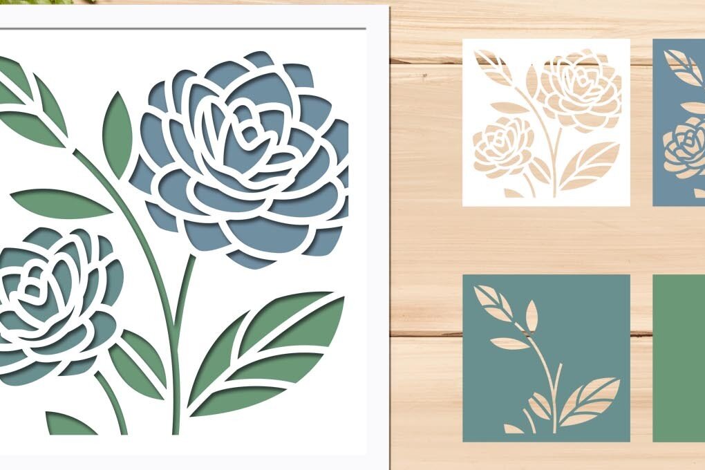 Intra απο ξύλο plywood  Χρώμα wenge 3mm-4mm πάχος - Flower Shadow Box με πολυεπίπεδο χαρτί 3d Δίασταση 8x8 cm INTRAFABR-81217122