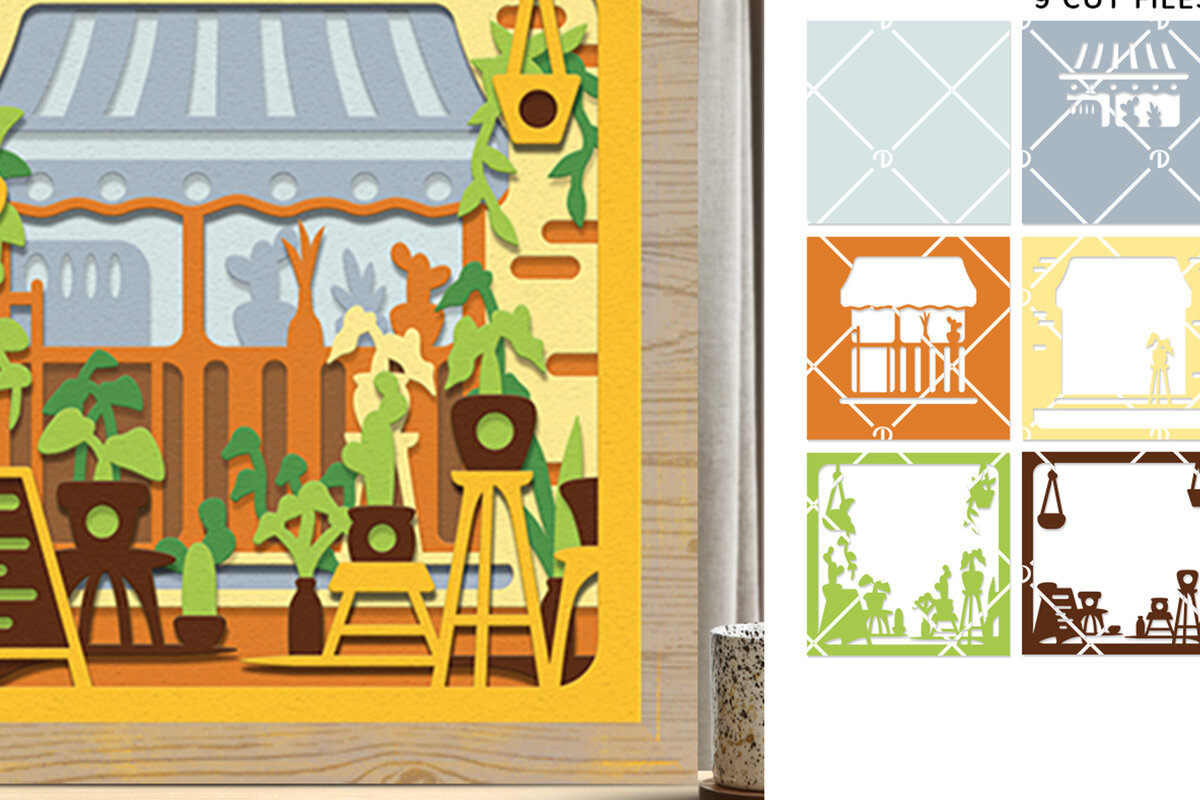 Intra απο ξύλο plywood  Χρώμα wenge 3mm-4mm πάχος - Ανθοπωλείο 3D Shadow Box Χαρτί κοπής Δίασταση 714x714 cm INTRAFABR-117762488