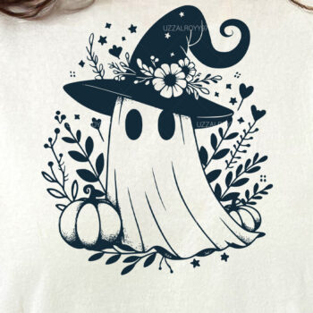 Intra απο ξύλο plywood  Χρώμα wenge 3mm-4mm πάχος - Flower Spooky Ghost , Halloween Δίασταση 40x50 cm INTRAFABR-120324760 - Image 4