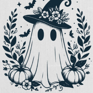 Intra απο ξύλο plywood  Χρώμα wenge 3mm-4mm πάχος - Flower Spooky Ghost , Halloween Δίασταση 40x50 cm INTRAFABR-120324766