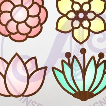 Intra απο ξύλο plywood  Χρώμα wenge 3mm-4mm πάχος - Flower Two Layer Cut Outs Laser D4 Δίασταση 30x20 cm INTRAFABR-121326918 - Image 1