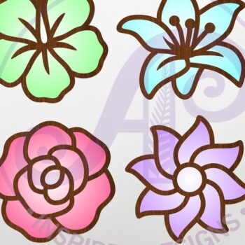 Intra απο ξύλο plywood  Χρώμα wenge 3mm-4mm πάχος - Flower Two Layer Cut Outs Laser D5 Δίασταση 30x20 cm INTRAFABR-121326924 - Image 1