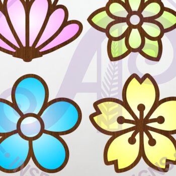 Intra απο ξύλο plywood  Χρώμα wenge 3mm-4mm πάχος - Flower Two Layer Cut Outs Laser D6 Δίασταση 30x20 cm INTRAFABR-121326928 - Image 1