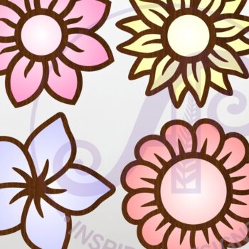 Intra απο ξύλο plywood  Χρώμα wenge 3mm-4mm πάχος - Flower Two Layer Outs File Δίασταση 30x20 cm INTRAFABR-121326890 - Image 1