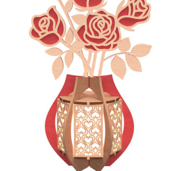 Intra απο ξύλο plywood  Χρώμα wenge 3mm-4mm πάχος - Βάζο λουλουδιών Δέσμη κοπής με λέιζερ Δίασταση 30x20 cm INTRAFABR-121231547 - Image 3