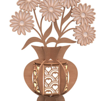 Intra απο ξύλο plywood  Χρώμα wenge 3mm-4mm πάχος - Βάζο λουλουδιών Δέσμη κοπής με λέιζερ Δίασταση 30x20 cm INTRAFABR-121231547 - Image 4