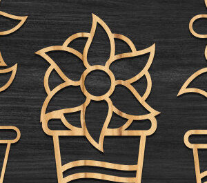 Intra απο ξύλο plywood  Χρώμα wenge 3mm-4mm πάχος - Βάζο λουλουδιών κομμένο με λέιζερ επιτοίχια πινακίδα Δίασταση 30x20 cm INTRAFABR-121231580