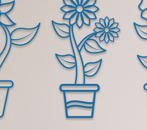 Intra απο ξύλο plywood  Χρώμα wenge 3mm-4mm πάχος - Βάζο λουλουδιών κομμένο με λέιζερ επιτοίχια πινακίδα Δίασταση 30x20 cm INTRAFABR-121231621