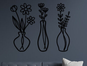 Intra απο ξύλο plywood Χρώμα wenge 3mm-4mm πάχος - Πακέτο διακόσμησης τοίχου με βάζο λουλουδιών 3 Δίασταση 40x50 cm INTRAFABR-121231383 - Image 3