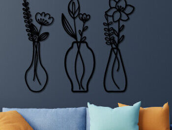 Intra απο ξύλο plywood Χρώμα wenge 3mm-4mm πάχος - Πακέτο διακόσμησης τοίχου με βάζο λουλουδιών 3 Δίασταση 40x50 cm INTRAFABR-121231383 - Image 4