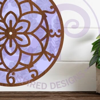 Intra απο ξύλο plywood  Χρώμα wenge 3mm-4mm πάχος - Ρολόι τοίχου με λουλούδια με Files, Δίασταση 30x20 cm INTRAFABR-74167457 - Image 1