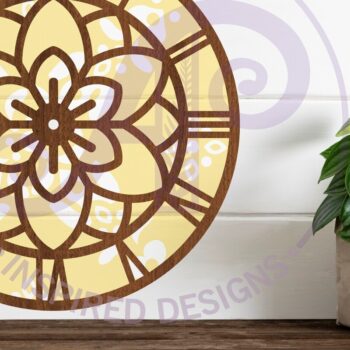 Intra απο ξύλο plywood  Χρώμα wenge 3mm-4mm πάχος - Ρολόι τοίχου με λουλούδια με Files, Δίασταση 30x20 cm INTRAFABR-74167457 - Image 2