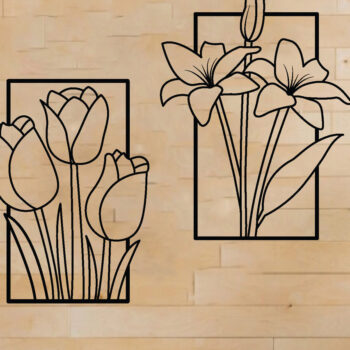 Intra απο ξύλο plywood  Χρώμα wenge 3mm-4mm πάχος - Σετ διακόσμησης τοίχου λουλουδιών 2 τεμαχίων, Δίασταση 40x50 cm INTRAFABR-38906135 - Image 1