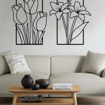 Intra απο ξύλο plywood  Χρώμα wenge 3mm-4mm πάχος - Σετ διακόσμησης τοίχου λουλουδιών 2 τεμαχίων, Δίασταση 40x50 cm INTRAFABR-38906135 - Image 2