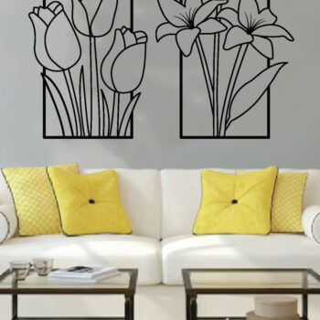 Intra απο ξύλο plywood  Χρώμα wenge 3mm-4mm πάχος - Σετ διακόσμησης τοίχου λουλουδιών 2 τεμαχίων, Δίασταση 40x50 cm INTRAFABR-38906135 - Image 3