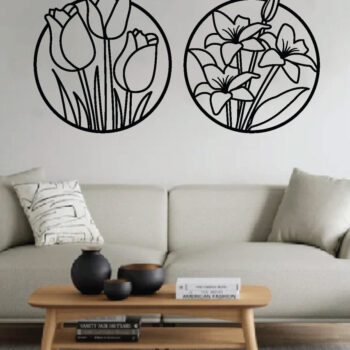 Intra απο ξύλο plywood  Χρώμα wenge 3mm-4mm πάχος - Σετ διακόσμησης τοίχου λουλουδιών 2 τεμαχίων, Δίασταση 40x50 cm INTRAFABR-38906145 - Image 2