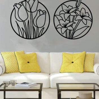 Intra απο ξύλο plywood  Χρώμα wenge 3mm-4mm πάχος - Σετ διακόσμησης τοίχου λουλουδιών 2 τεμαχίων, Δίασταση 40x50 cm INTRAFABR-38906145 - Image 3