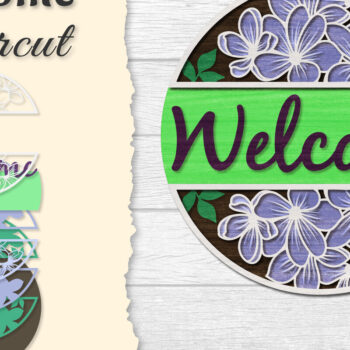 Intra απο ξύλο plywood  Χρώμα wenge 3mm-4mm πάχος - Flower Welcome Lasercut Δίασταση 20x20 cm INTRAFABR-97449093 - Image 1