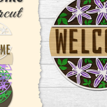 Intra απο ξύλο plywood  Χρώμα wenge 3mm-4mm πάχος - Flower Welcome Lasercut Δίασταση 20x20 cm INTRAFABR-97449116 - Image 1