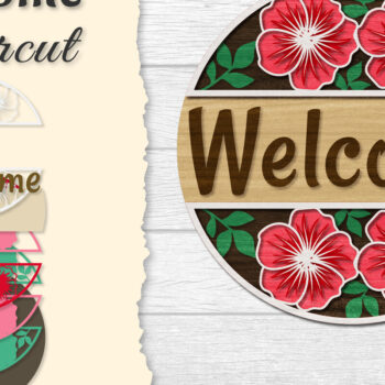 Intra απο ξύλο plywood  Χρώμα wenge 3mm-4mm πάχος - Flower Welcome Lasercut Δίασταση 20x20 cm INTRAFABR-97449128 - Image 1