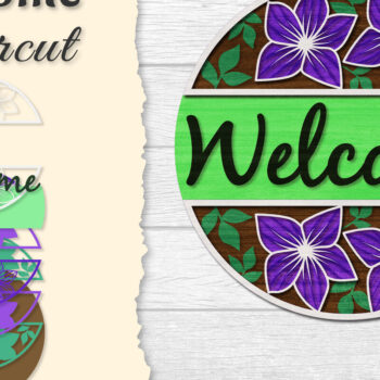 Intra απο ξύλο plywood  Χρώμα wenge 3mm-4mm πάχος - Flower Welcome Lasercut Δίασταση 20x20 cm INTRAFABR-97449142 - Image 1