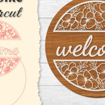 Intra απο ξύλο plywood  Χρώμα wenge 3mm-4mm πάχος - Flower Welcome Lasercut Δίασταση 20x20 cm INTRAFABR-124716580 - Image 1