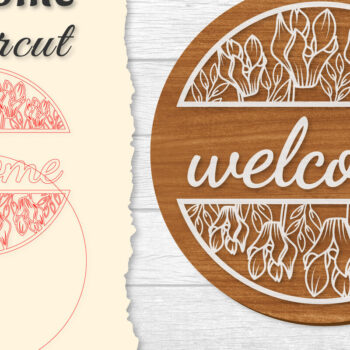 Intra απο ξύλο plywood  Χρώμα wenge 3mm-4mm πάχος - Flower Welcome Lasercut Δίασταση 20x20 cm INTRAFABR-124716871 - Image 1