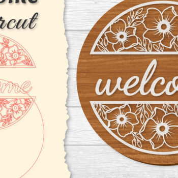 Intra απο ξύλο plywood  Χρώμα wenge 3mm-4mm πάχος - Flower Welcome Lasercut Δίασταση 20x20 cm INTRAFABR-124716891 - Image 1