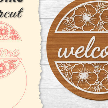 Intra απο ξύλο plywood  Χρώμα wenge 3mm-4mm πάχος - Flower Welcome Lasercut Δίασταση 20x20 cm INTRAFABR-75371601 - Image 1