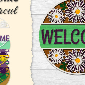 Intra απο ξύλο plywood  Χρώμα wenge 3mm-4mm πάχος - Flower Welcome Lasercut Δίασταση 20x20 cm INTRAFABR-75372350 - Image 1