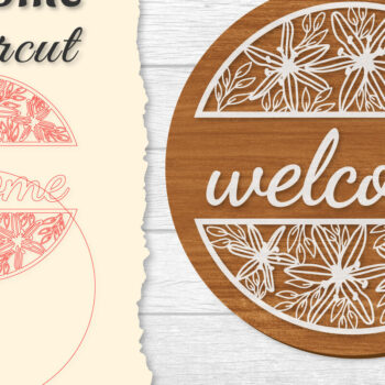 Intra απο ξύλο plywood  Χρώμα wenge 3mm-4mm πάχος - Flower Welcome Lasercut Δίασταση 20x20 cm INTRAFABR-75317925 - Image 1