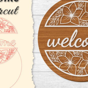 Intra απο ξύλο plywood  Χρώμα wenge 3mm-4mm πάχος - Flower Welcome Lasercut Δίασταση 20x20 cm INTRAFABR-118542063 - Image 1