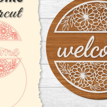 Intra απο ξύλο plywood  Χρώμα wenge 3mm-4mm πάχος - Flower Welcome Lasercut Δίασταση 20x20 cm INTRAFABR-78463772 - Image 1