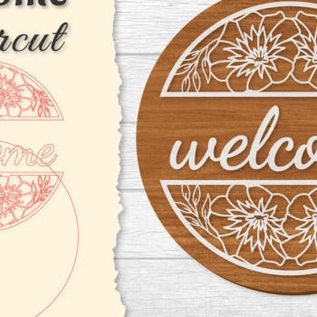 Intra απο ξύλο plywood  Χρώμα wenge 3mm-4mm πάχος - Flower Welcome Lasercut Δίασταση 20x20 cm INTRAFABR-78463766 - Image 1