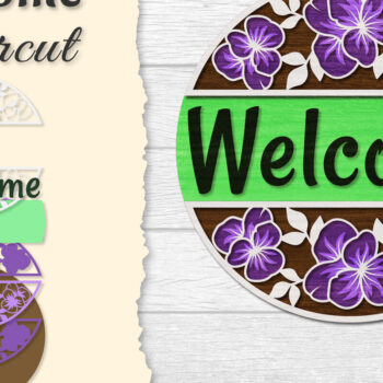 Intra απο ξύλο plywood  Χρώμα wenge 3mm-4mm πάχος - Flower Welcome Lasercut Δίασταση 20x20 cm INTRAFABR-89580592 - Image 1