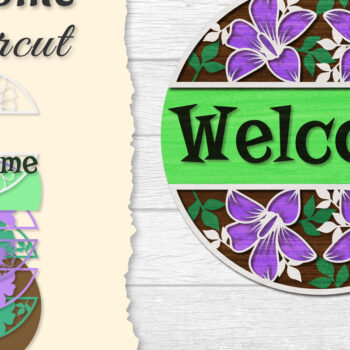 Intra απο ξύλο plywood  Χρώμα wenge 3mm-4mm πάχος - Flower Welcome Lasercut Δίασταση 20x20 cm INTRAFABR-49514931 - Image 1