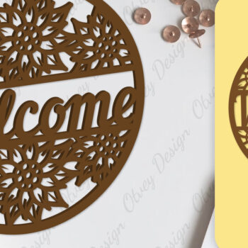 Intra απο ξύλο plywood  Χρώμα wenge 3mm-4mm πάχος - Flower Welcome Sign Lasercut Δίασταση 30x20 cm INTRAFABR-123399206 - Image 4