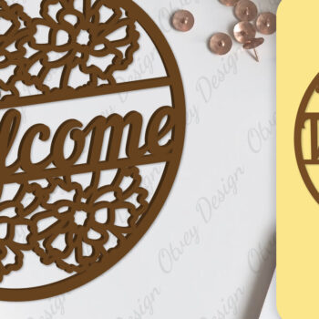 Intra απο ξύλο plywood  Χρώμα wenge 3mm-4mm πάχος - Flower Welcome Sign Lasercut Δίασταση 30x20 cm INTRAFABR-123399206 - Image 8