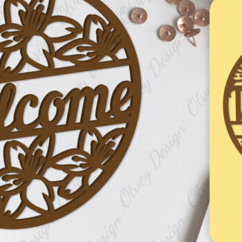 Intra απο ξύλο plywood  Χρώμα wenge 3mm-4mm πάχος - Flower Welcome Sign Lasercut Δίασταση 30x20 cm INTRAFABR-123399206 - Image 11