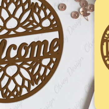 Intra απο ξύλο plywood  Χρώμα wenge 3mm-4mm πάχος - Flower Welcome Sign Lasercut Δίασταση 30x20 cm INTRAFABR-125232068 - Image 1