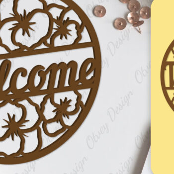 Intra απο ξύλο plywood  Χρώμα wenge 3mm-4mm πάχος - Flower Welcome Sign Lasercut Δίασταση 30x20 cm INTRAFABR-123755241 - Image 1