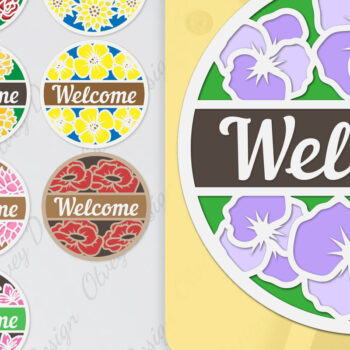 Intra απο ξύλο plywood  Χρώμα wenge 3mm-4mm πάχος - Σήμα καλωσορίσματος λουλουδιών Lasercut Δίασταση 30x20 cm INTRAFABR-123814137 - Image 1