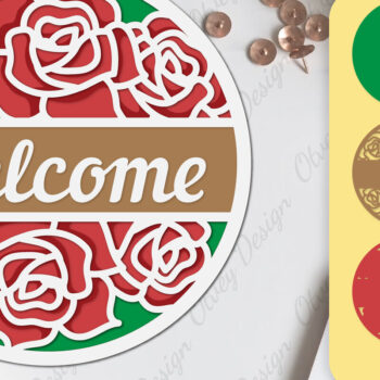 Intra απο ξύλο plywood  Χρώμα wenge 3mm-4mm πάχος - Σήμα καλωσορίσματος λουλουδιών Lasercut Δίασταση 30x20 cm INTRAFABR-123814114 - Image 1