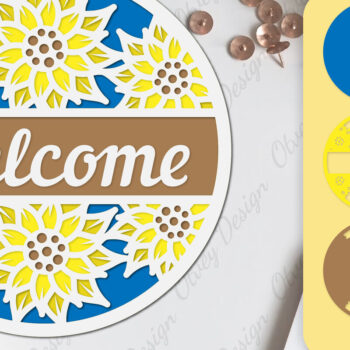 Intra απο ξύλο plywood Χρώμα wenge 3mm-4mm πάχος - Σήμα καλωσορίσματος λουλουδιών Lasercut Δίασταση 30x20 cm INTRAFABR-104774621 - Image 1