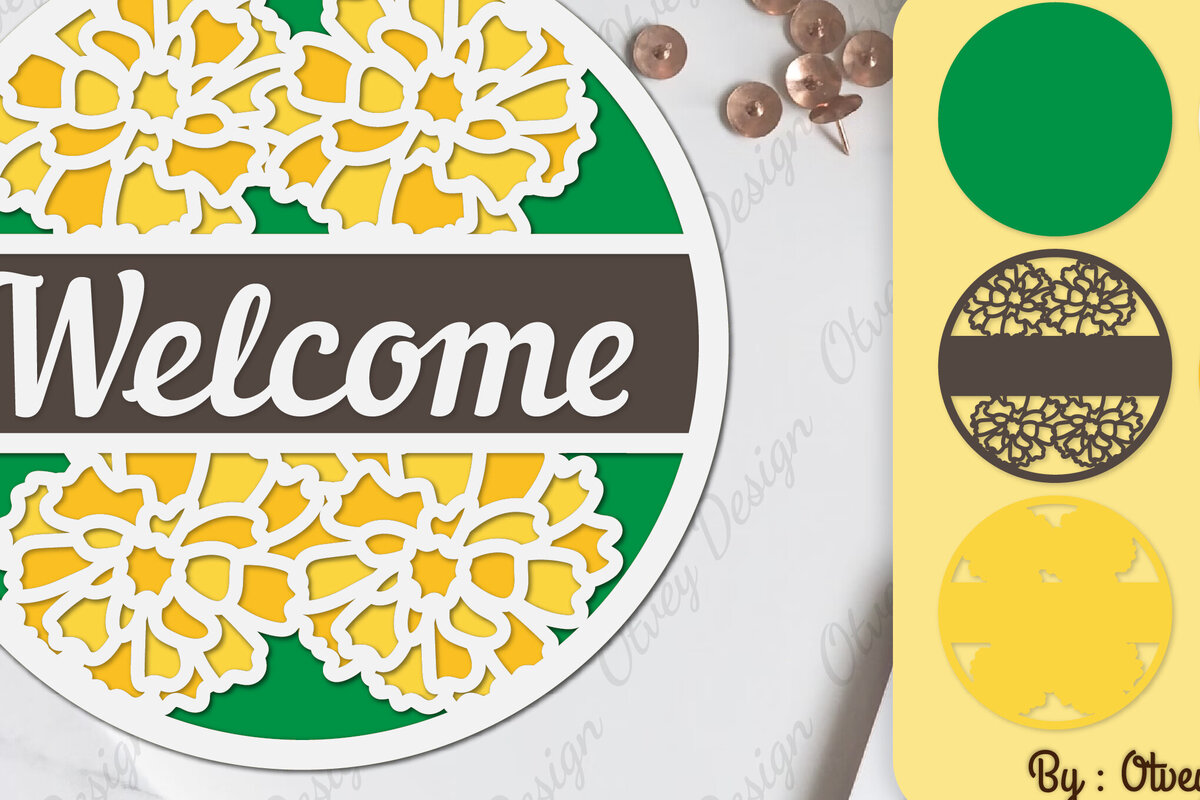 Intra απο ξύλο plywood  Χρώμα wenge 3mm-4mm πάχος - Σήμα καλωσορίσματος λουλουδιών Lasercut Δίασταση 30x20 cm INTRAFABR-103777108