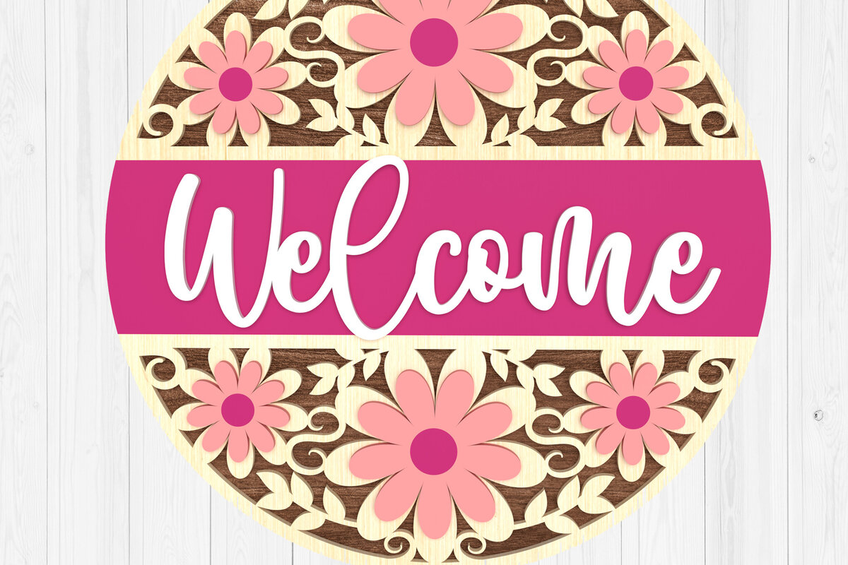 Intra απο ξύλο plywood  Χρώμα wenge 3mm-4mm πάχος - Σήμα καλωσορίσματος λουλουδιών 3D Δίασταση 30x20 cm INTRAFABR-103777134