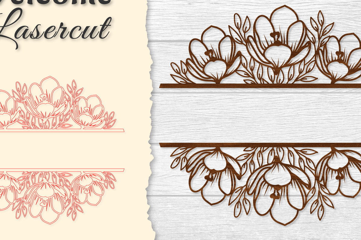 Intra απο ξύλο plywood  Χρώμα wenge 3mm-4mm πάχος - Flower Welcome Slip Lasercut Δίασταση 20x20 cm INTRAFABR-81243697