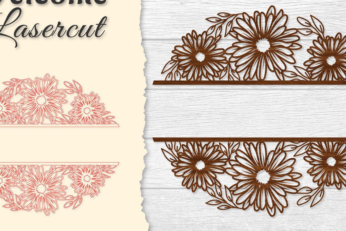 Intra απο ξύλο plywood  Χρώμα wenge 3mm-4mm πάχος - Flower Welcome Slip Lasercut Δίασταση 20x20 cm INTRAFABR-89749017